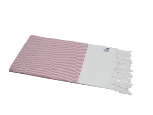 Chusta Hammam do sauny 100 x 175 cm czerwone paseczki/biały pas