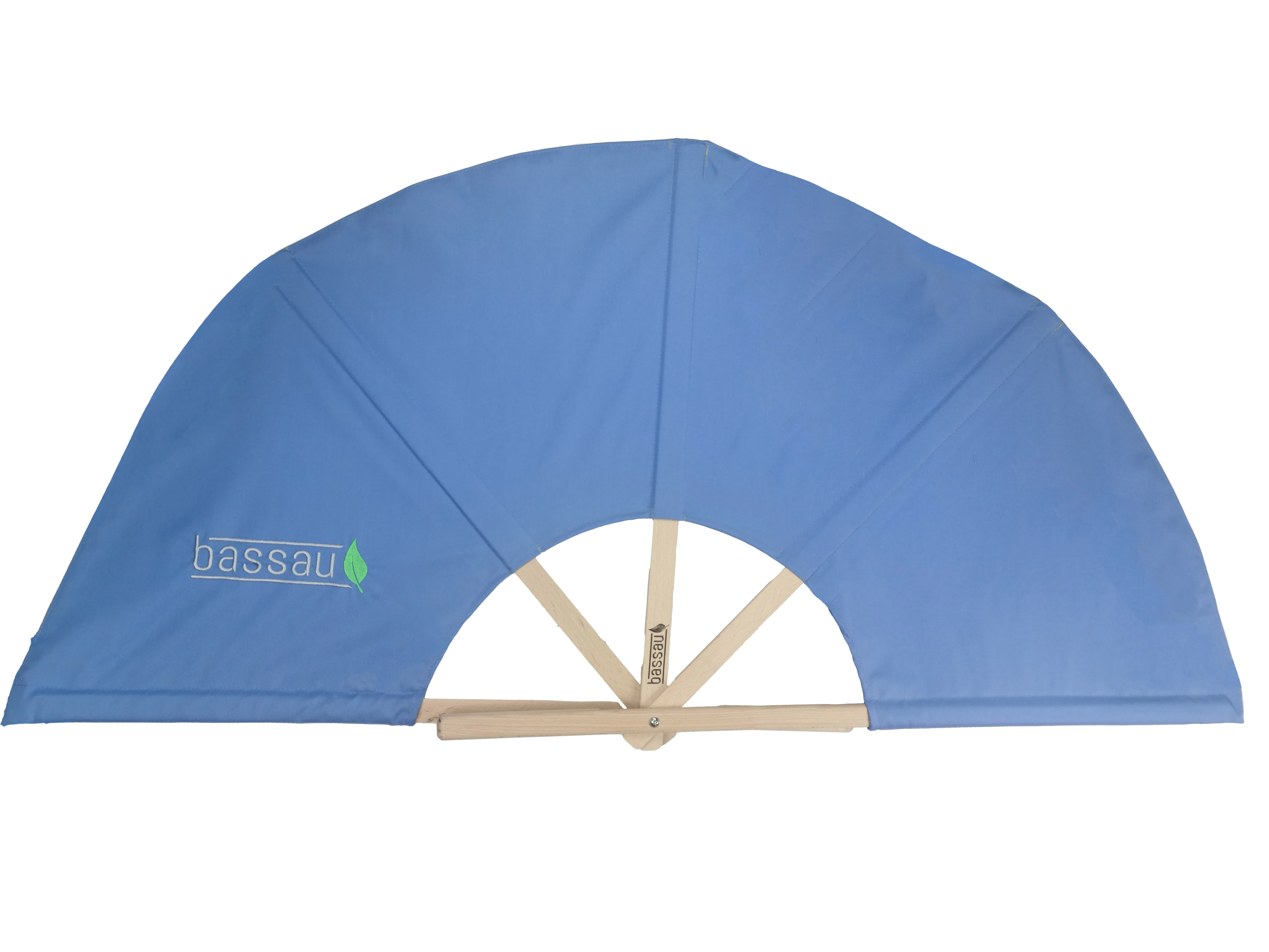 Mały wachlarz z płótna niebieski z logo