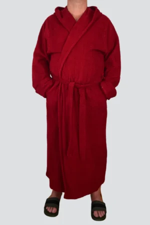 Szlafrok bordowy z kapturem