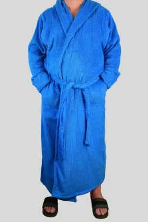 Szlafrok niebieski z kapturem