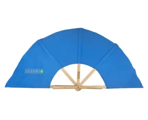 Wachlarz z płótna błękitny z logo